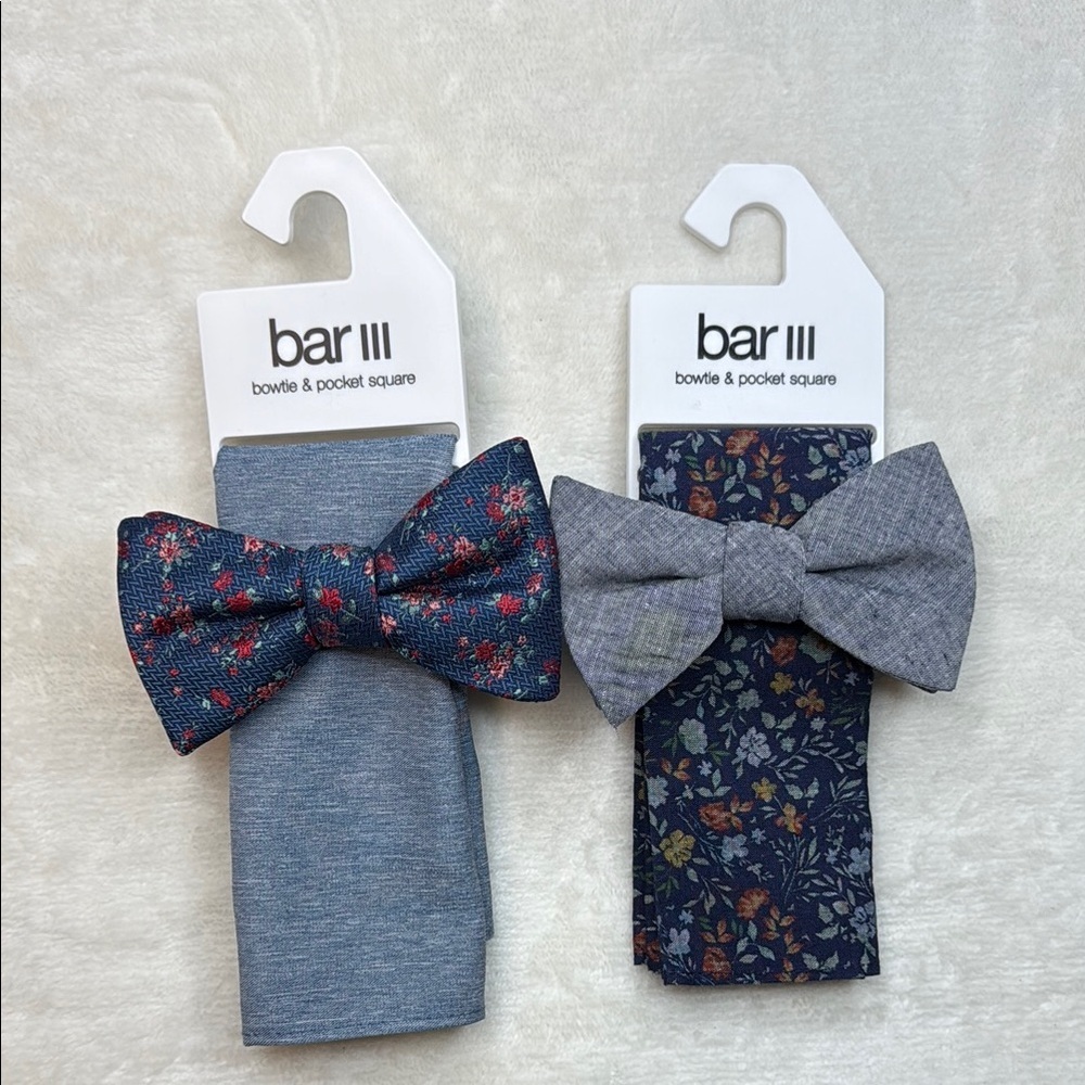Bar III Bow Tie and Pocket Square Bundle- 2 Sets
